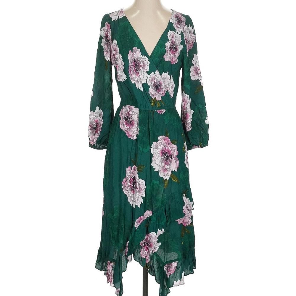 Tracy Reese Asymmetrical Green Floral Dress